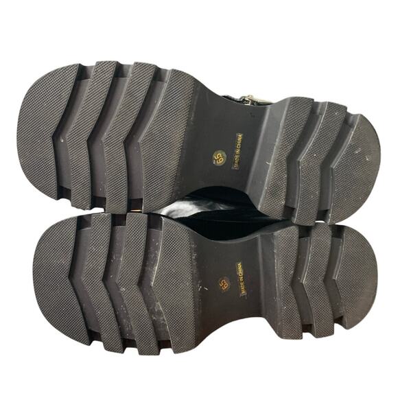 Teaieui Women Size 6.5 Black Faux Leather 2" Heel Mid Calf Buckle Zip Moto Boots - Picture 6 of 6